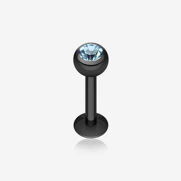 Blackline PVD Gem Ball Steel Labret-Black/Aqua